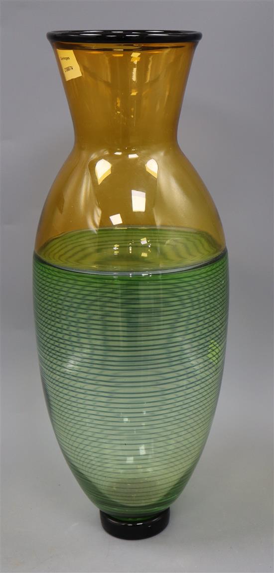 A Bob Crooks large three colour glass vase